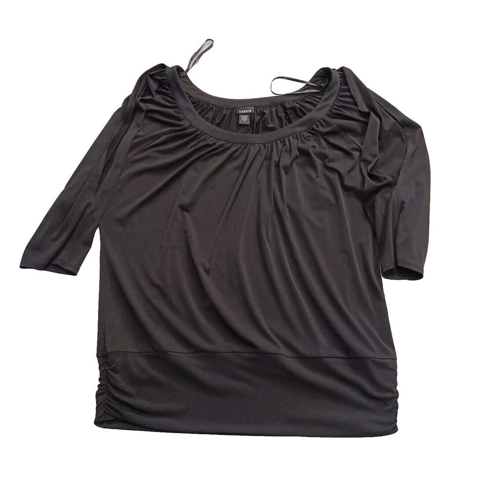 3XL Black Torrid Top Shirt Open Shoulder Short Bat sleeve Flowy